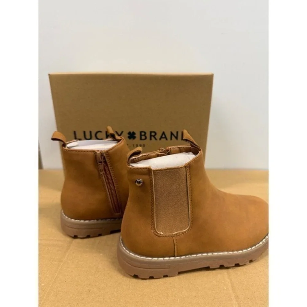 Lucky‎ Brand Lina Girls Chelsea Boots Cognac Brown Ankle Booties Size 3